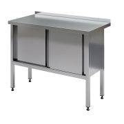 Стол, нержавеющая сталь, закрытый, с бортом 600х600х850 мм (AISI 430)
