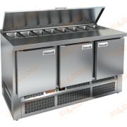 SLE1-111SN (1/3) стол для салатов охл.(+2+10), 3 двери, 1485х600х850мм, ниж.распол.агрегата, HICOLD RUS