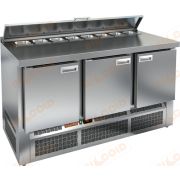 SLE2-111SN (1/6) стол для салатов, охл.(+2+10), 3 двери, 1485х600х850мм, ниж.распол.агрегата, HICOLD RUS