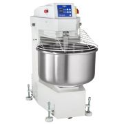 Тестомес спиральный ТМС-120НН-2П, серия CHEF, 2 скорости, таймер, несъемная дежа 120 л, неподъемная траверса, программируемая панель управления, 400 кг/ч, 750х1075х(1305)1335 мм, 3,1/4,5 кВт, 400В, ременной привод, на колесах