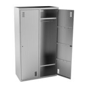 Шкаф для одежды 2-х секционный ШГ-100/50 (каркас: нерж. сталь aisi 430, 2 двери, 4 полки, 2 перекладины, 4 крючка, 2 замка)