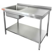 НСО1М-10/6БПЛ ЭН стол-моечная ванна, 1 секц., (500х400х250) слева, (нерж.угол), HICOLD RUS
