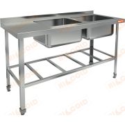 НСО2М-14/7БРП ЭЦ стол-моечная ванна,2 секц. (500х500х300) справа, (оцин.угол.)