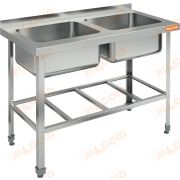 НСО2М-13/7БР ЭН стол-моечная ванна, 2 секц. (500х500х300), (нерж.угол.), HICOLD RUS
